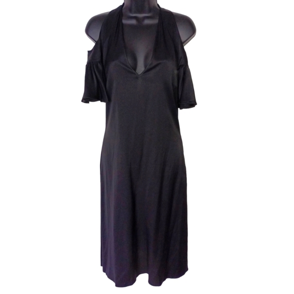 CHLOE Halter Cold Shoulder Midi Dress Black 38(S) - Picture 1 of 11